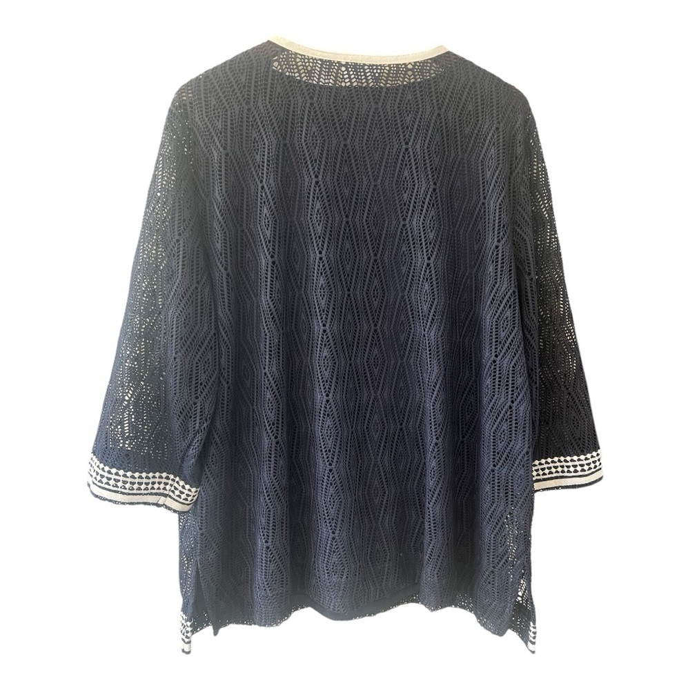 Alfred Dunner Diamond Texture Overlay Navy Top Size 2X Women - Picture 4 of 8